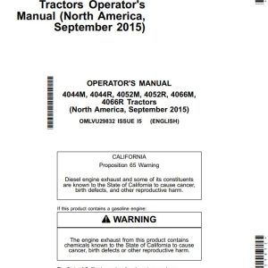 John Deere Tractors 4044M to 4066R Operator's Manual