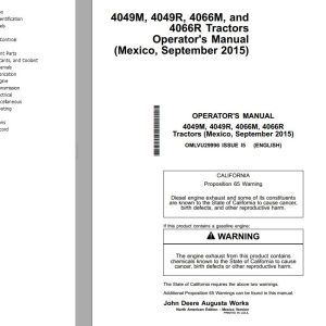 John Deere Tractors 4049M 4049R 4066M 4066R Operator's Manual
