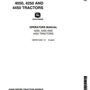 John Deere Tractors 4050 4250 4450 Operators Manual