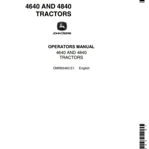John Deere Tractors 4640 4840 Operators Manual