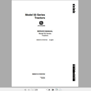 John Deere Tractors 50 520 530 Series Service Manual SM2010