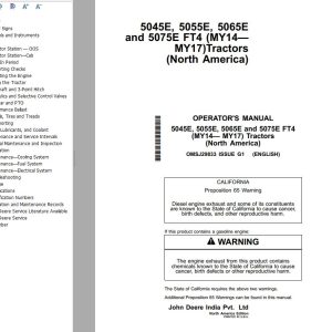 John Deere Tractors 5045E 5055E 5065E 5075E FT4 Operator's Manual