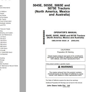 John Deere Tractors 5045E 5055E 5065E 5075E Operator's Manual