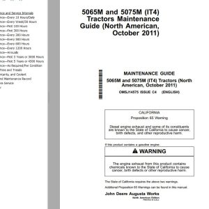 John Deere Tractors 5065M 5075M (IT4) Maintenance Guide