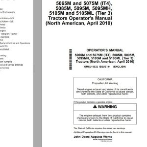 John Deere Tractors 5065M to 5105ML (Tier 3) Operator's Manual