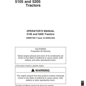 John Deere Tractors 5105 5205 Operator's Manual