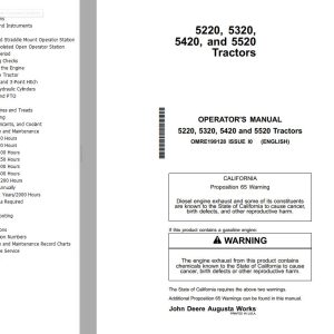 John Deere Tractors 5220 5320 5420 5520 Operator's Manual