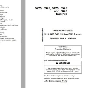 John Deere Tractors 5225 5325 5425 5525 5625 Operator's Guide