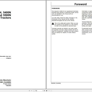 John Deere Tractors 5300N 5400N 5500N Technical Manual TM4598 01.2000