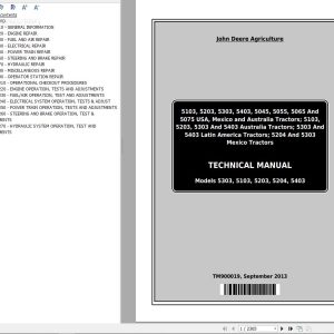 John Deere Tractors 5303 5103 5203 5204 5403 Technical Manual TM900019