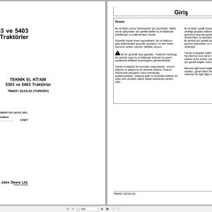 John Deere Tractors 5303 & 5403 Technical Manual TM4831 TR