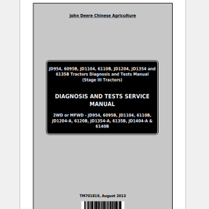 John Deere Tractors 6095B 6110B 6120B 6135B 6140B Diagnostic & Tests Service Manual