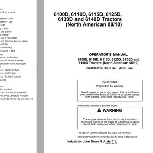 John Deere Tractors 6100D to 6140D Operator's Manual