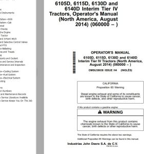John Deere Tractors 6105D to 6140D Interim Tier IV Operator's Manual