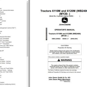 John Deere Tractors 6110M 6120M Operator's Manual