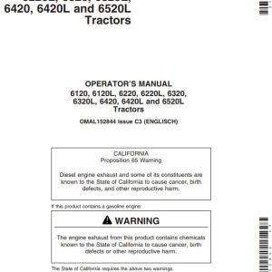 John Deere Tractors 6120 to 6520L Operator's Manual