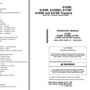 John Deere Tractors 6145R to 6215R Operator's Manual