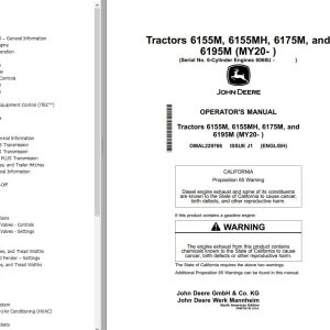 John Deere Tractors 6155M 6155MH 6175M 6195M Operator's Manual