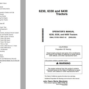 John Deere Tractors 6230 6330 6430 Operator's Manual