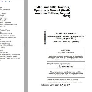 John Deere Tractors 6403 6603 Operator's Manual