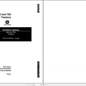 John Deere Tractors 650 750 Technical Manual TM1242