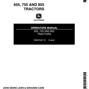 John Deere Tractors 655 755 855 Operators Manual