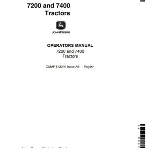 John Deere Tractors 7200 7400 Operators Manual