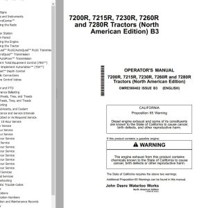 John Deere Tractors 7200R 7215R 7230R 7260R 7280R Operator's Manual