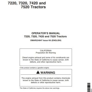 John Deere Tractors 7220 7320 7420 7520 Operator's Manual