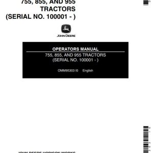 John Deere Tractors 755 855 955 Operators Manual