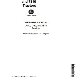 John Deere Tractors 7610 7710 7810 Operators Manual