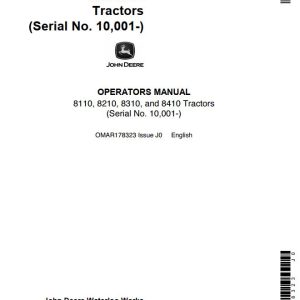 John Deere Tractors 8110 8210 8310 8410 Operators Manual