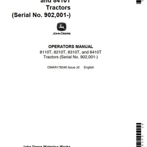 John Deere Tractors 8110T 8210T 8310T 8410T Operators Manual