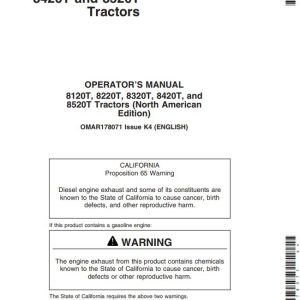 John Deere Tractors 8120T 8220T 8320T 8420T 8520T Operator's Manual