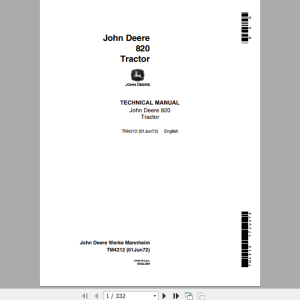John Deere Tractors 820 Technical Manual TM4212