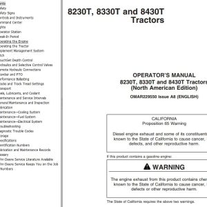 John Deere Tractors 8230T 8330T 8430T Operator's Manual
