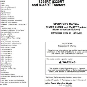 John Deere Tractors 8295RT 8320RT 8345RT Operator's Manual