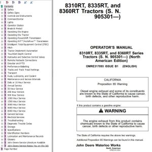 John Deere Tractors 8310RT 8335RT 8360RT Operator's Manual