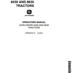 John Deere Tractors 8430 8630 Operators Manual