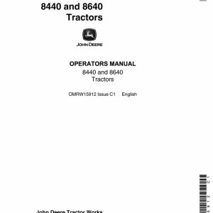 John Deere Tractors 8440 8640 Operators Manual