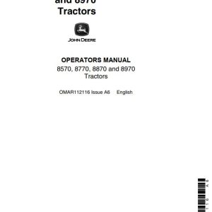 John Deere Tractors 8570 8770 8870 8970 Operators Manual