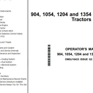John Deere Tractors 904 1054 1204 1354 Operator's Manual