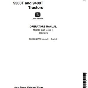 John Deere Tractors 9300T 9400T Operators Manual