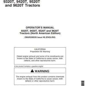 John Deere Tractors 9320T 9420T 9520T 9620T Operator's Manual