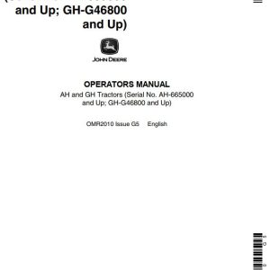 John Deere Tractors AH GH Operators Manual
