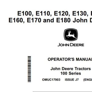 John Deere Tractors E100 to E180 Operator's Manual