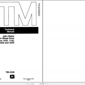 John Deere Tractors Mechanical Front Wheel Drive 1030 - 2030 Technical Manual TM4326