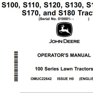 John Deere Tractors S100 to S180 Operator's Manual