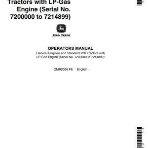 John Deere Tractors with LP-Gas Engine 720 Operators Manual