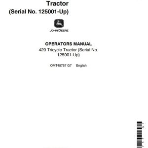 John Deere Tricycle Tractor 420 Operators Manual